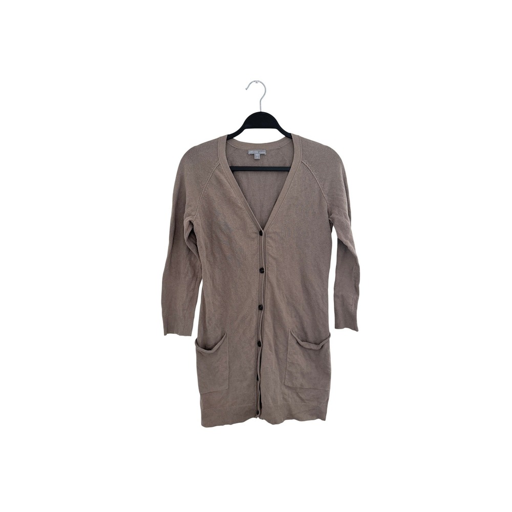 James Perse Cotton Steel Cardigan Sweater Taupe Beige Brown 2 M - Picture 2 of 10